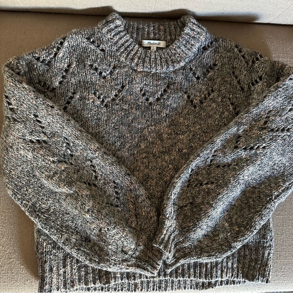 Madewell pointelle bubble-sleeve pullover sweater